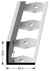 MPlus Doppel K Profil 309 G SBS 250cm 22,0mm Alu Natur F0 Fliesenabschlussp.